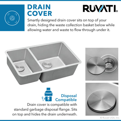 Ruvati 32-inch Undermount Kitchen Sink 30/70 Double Bowl 16 Gauge Stainless Steel - RVM5307