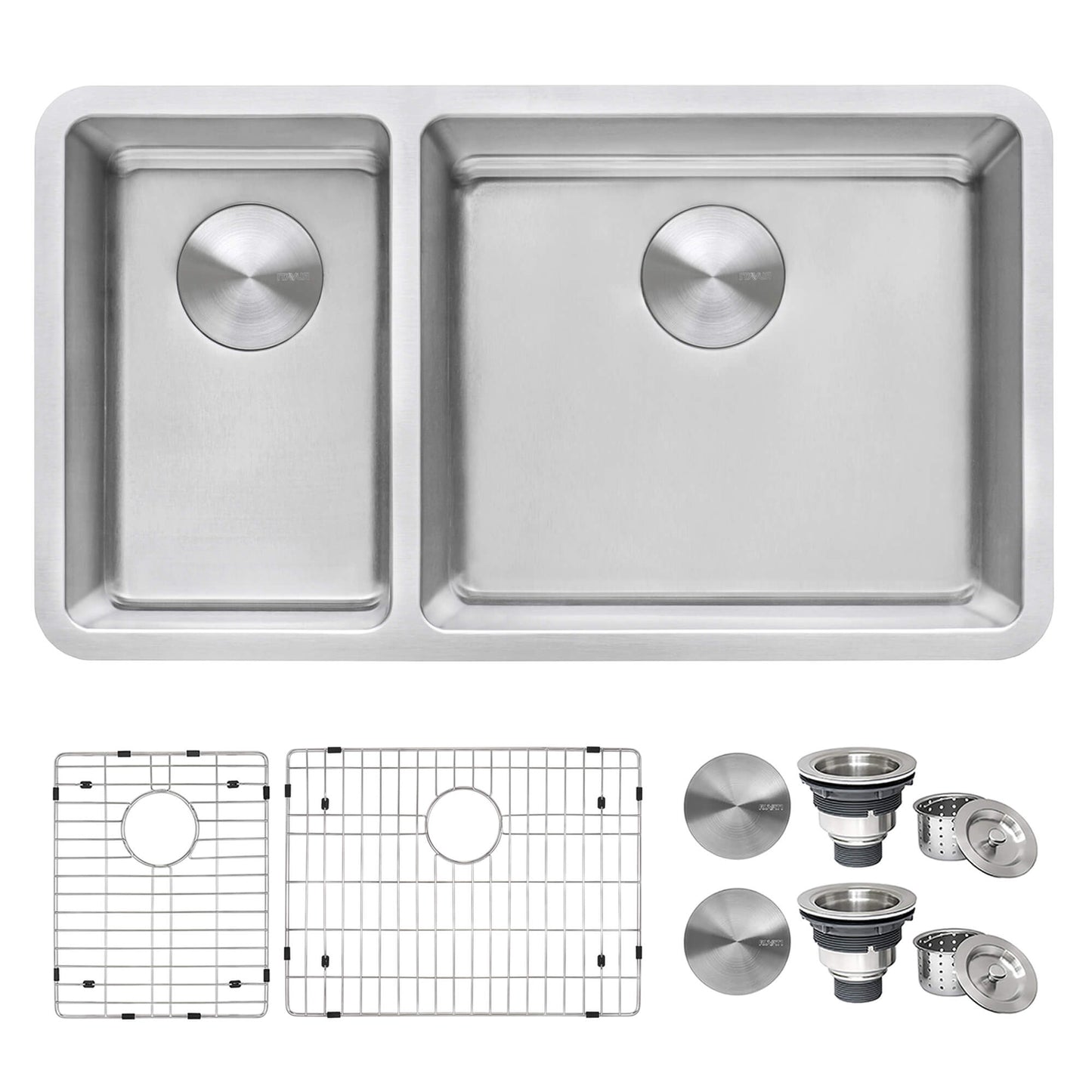 Ruvati 32-inch Undermount Kitchen Sink 30/70 Double Bowl 16 Gauge Stainless Steel - RVM5307