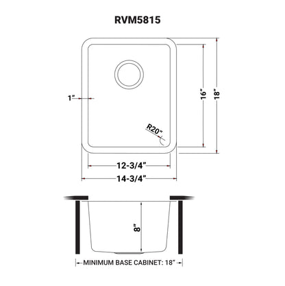 Ruvati 15-inch Undermount Bar Prep Kitchen Sink 16 Gauge Stainless Steel Single Bowl - RVM5815