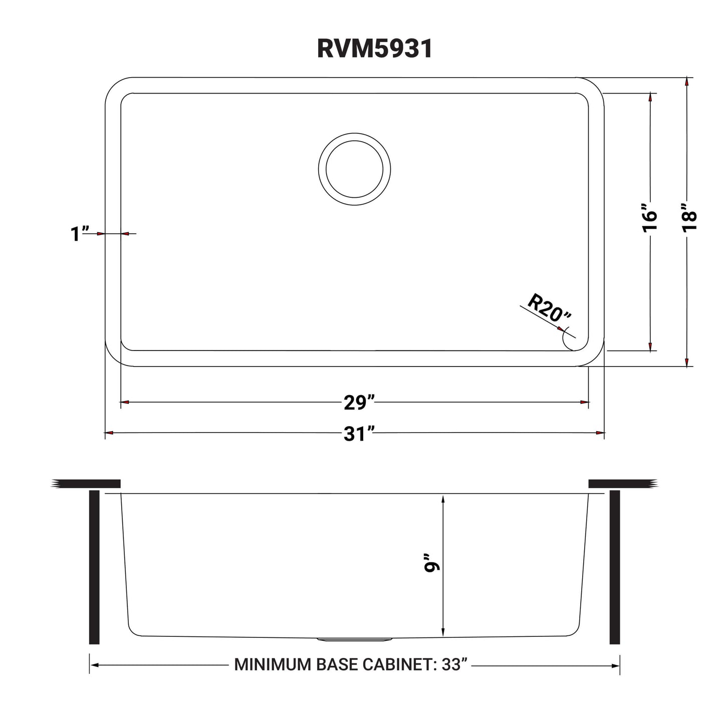 Ruvati 31-inch Undermount Kitchen Sink 16 Gauge Stainless Steel Single Bowl - RVM5931