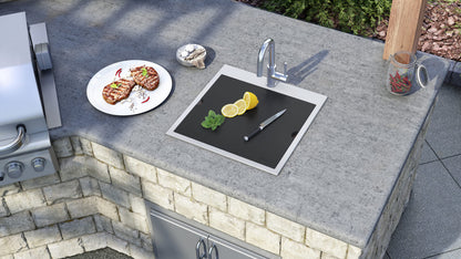 Ruvati 21 x 20 inch Outdoor Workstation Sink T-316 Marine Grade Topmount Stainless Steel BBQ - RVQ5221