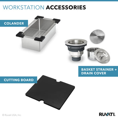 Ruvati 21 x 20 inch Outdoor Workstation Sink T-316 Marine Grade Topmount Stainless Steel BBQ - RVQ5221