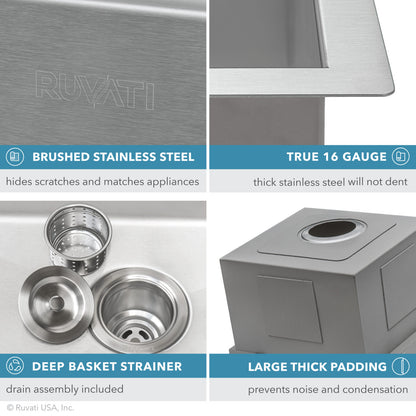 Ruvati 21 x 20 inch Outdoor Workstation Sink T-316 Marine Grade Topmount Stainless Steel BBQ - RVQ5221