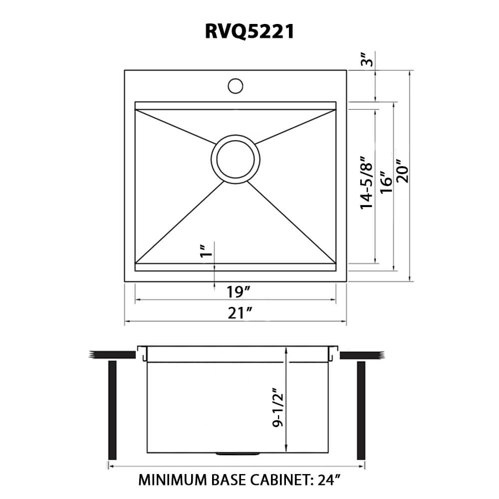 Ruvati 21 x 20 inch Outdoor Workstation Sink T-316 Marine Grade Topmount Stainless Steel BBQ - RVQ5221