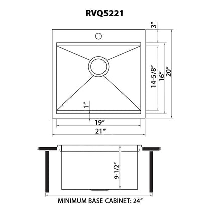 Ruvati 21 x 20 inch Outdoor Workstation Sink T-316 Marine Grade Topmount Stainless Steel BBQ - RVQ5221