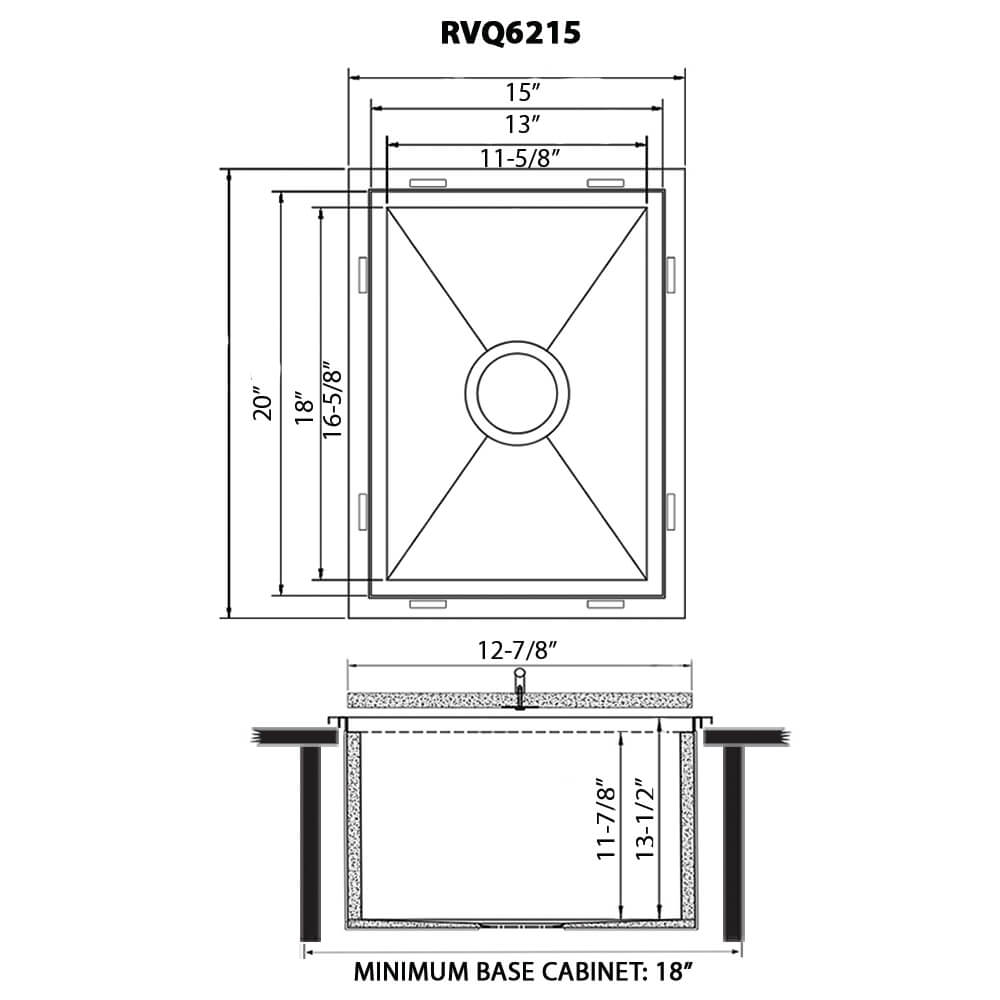 Ruvati Insulated Ice Chest Sink 15 x 20 inch Outdoor BBQ Marine Grade T-316 Topmount Stainless Steel - RVQ6215