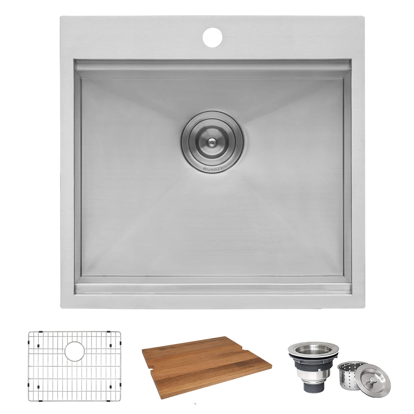 Ruvati 21 x 20 x 12 inch Drop-in Topmount Laundry Utility Workstation Sink 16 Gauge Stainless Steel - RVU6421