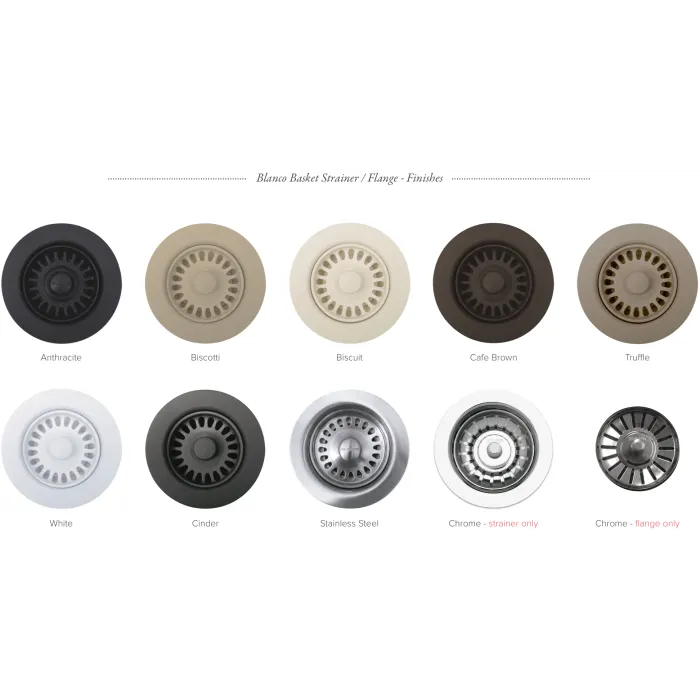 Optional Matching Basket Strainers and Flange Finishes for Blanco Silgranit Sinks