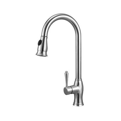 Alfi brand Traditional Solid Brushed Stainless Steel Pull Down Kitchen Faucet AB2043