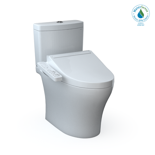 TOTO® WASHLET®+ Aquia® IV Two-Piece Elongated Universal Height Dual Flush 1.28 and 0.9 GPF Toilet and WASHLET C2 Bidet Seat, Cotton White - MW4463074CEMFGN#01