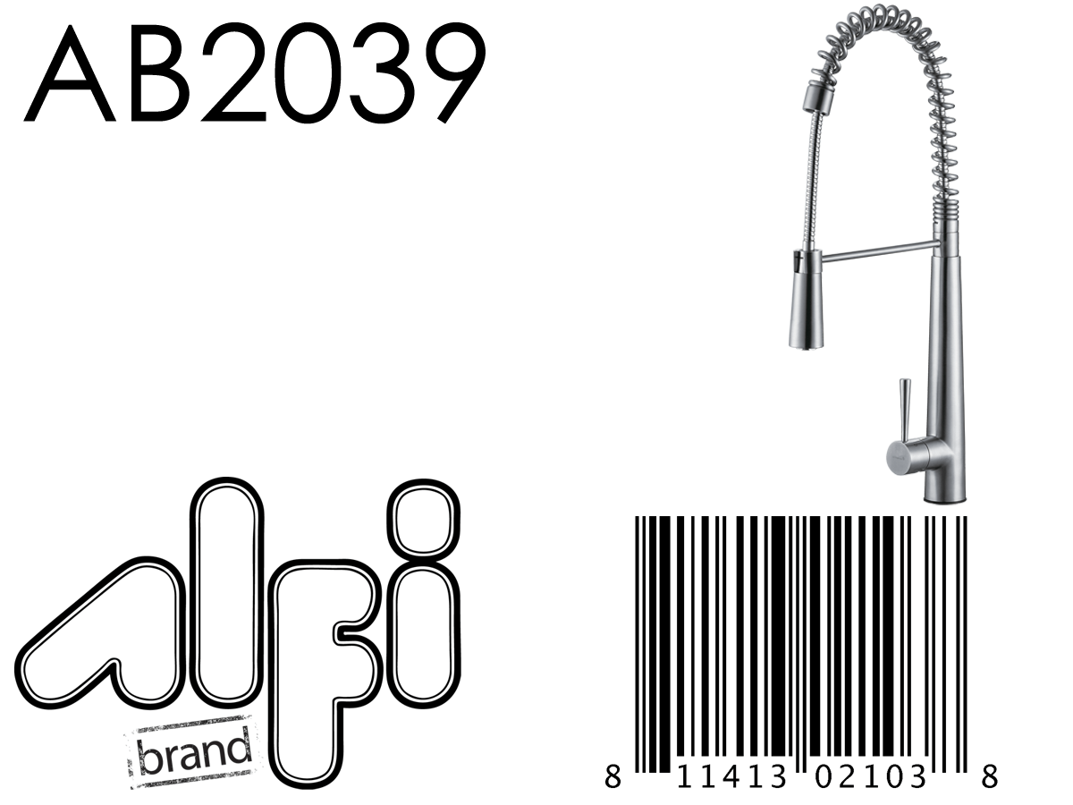 Alfi brand AB2039 Solid Stainless Steel Commercial Spring Kitchen Faucet