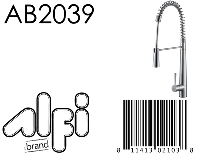 Alfi brand AB2039 Solid Stainless Steel Commercial Spring Kitchen Faucet