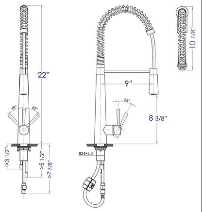 Alfi brand AB2039 Solid Stainless Steel Commercial Spring Kitchen Faucet