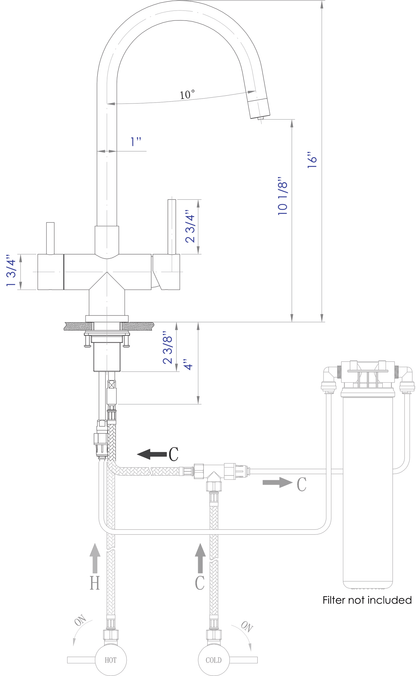 Alfi brand AB2042-BSS Brushed Stainless Steel Kitchen Faucet/Drinking Water