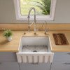 Alfi brand AB2418HS 24 inch Reversible Smooth / Fluted Single Bowl Fireclay Farm Sink