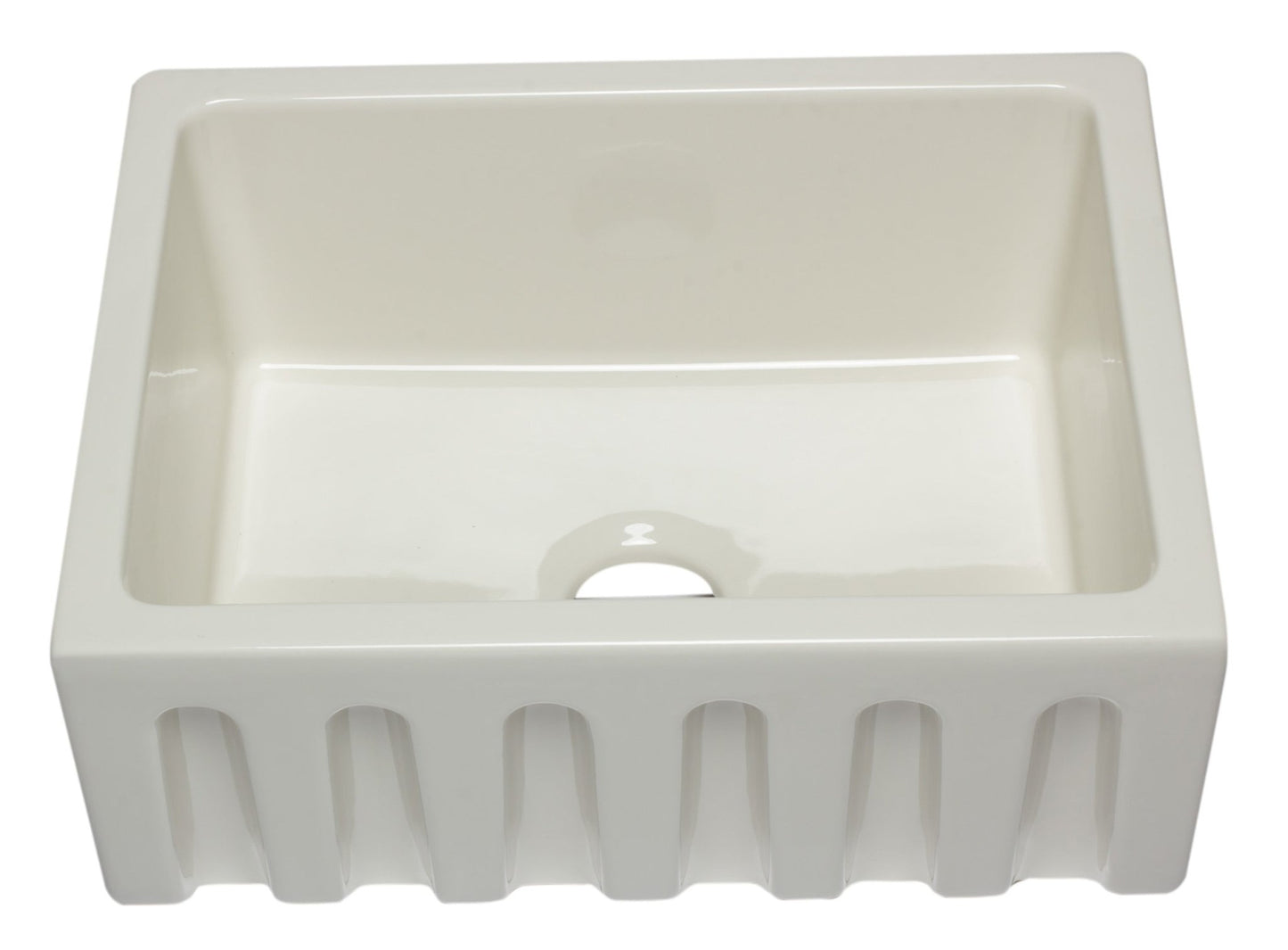 Alfi brand AB2418HS 24 inch Reversible Smooth / Fluted Single Bowl Fireclay Farm Sink