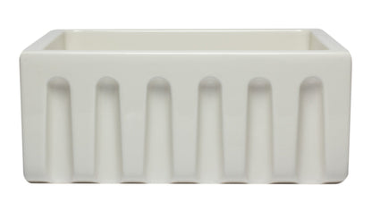 Alfi brand AB2418HS 24 inch Reversible Smooth / Fluted Single Bowl Fireclay Farm Sink