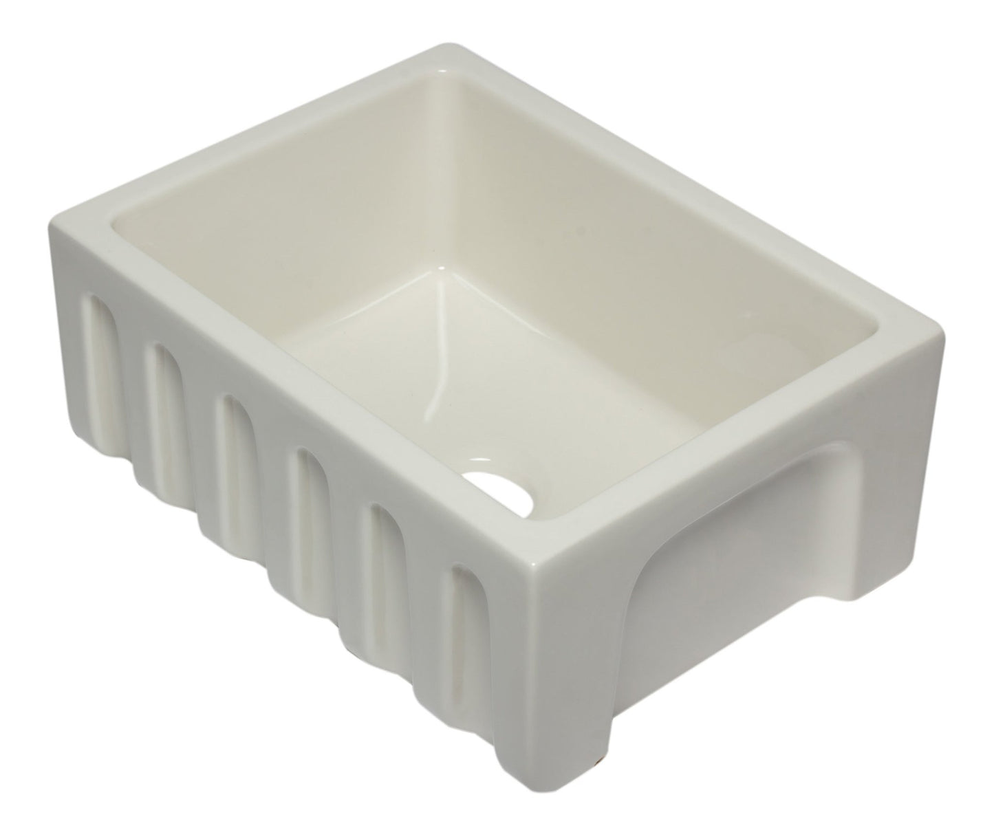 Alfi brand AB2418HS 24 inch Reversible Smooth / Fluted Single Bowl Fireclay Farm Sink