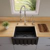 Alfi brand AB2418HS 24 inch Reversible Smooth / Fluted Single Bowl Fireclay Farm Sink