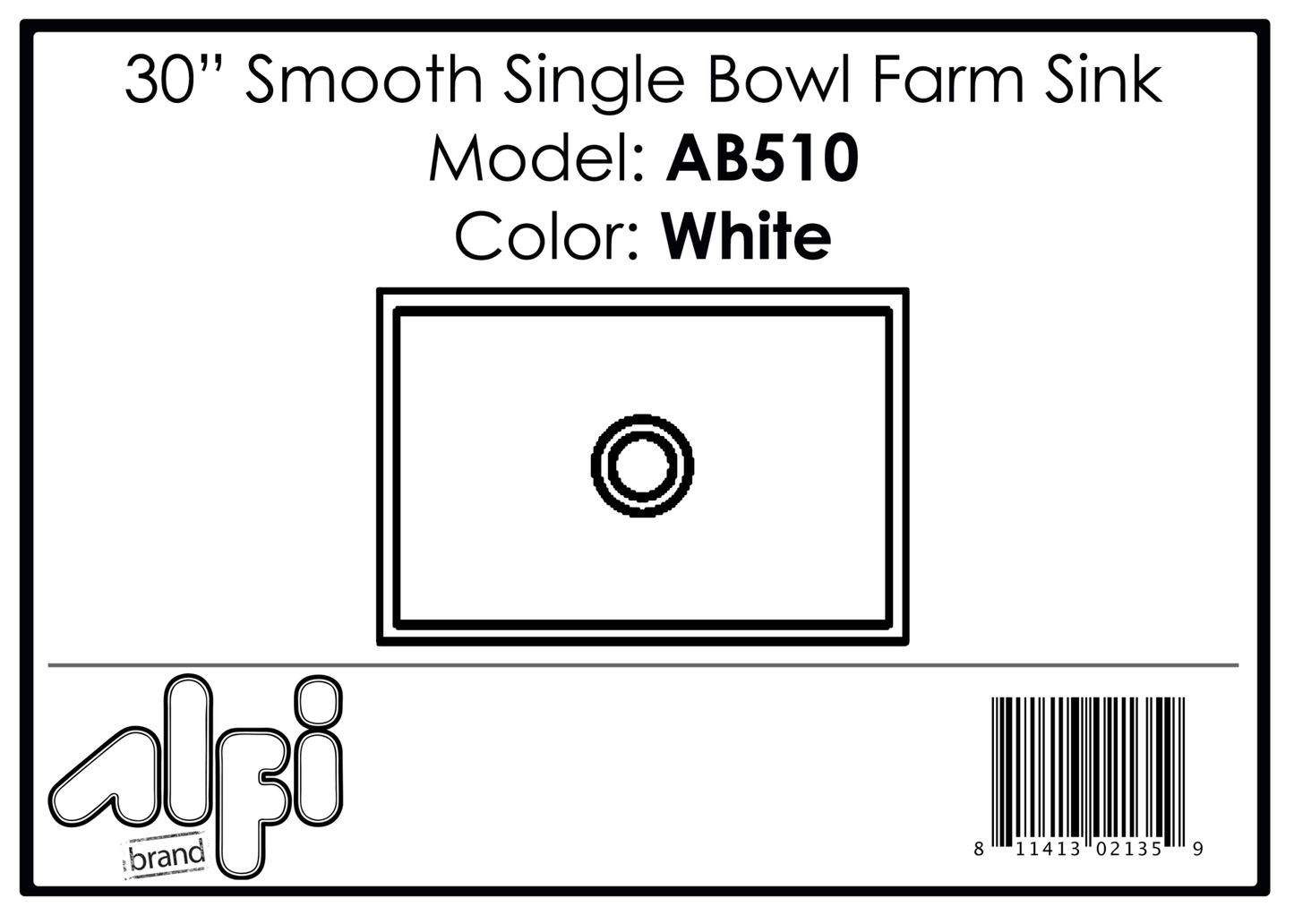 Alfi brand AB510-W 30" Contemporary Smooth Apron Fireclay Farmhouse Kitchen Sink