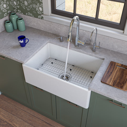 Alfi brand AB510-W 30" Contemporary Smooth Apron Fireclay Farmhouse Kitchen Sink