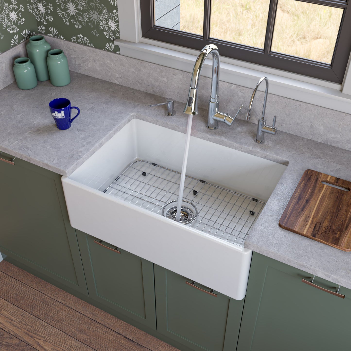 Alfi brand AB510-W 30" Contemporary Smooth Apron Fireclay Farmhouse Kitchen Sink