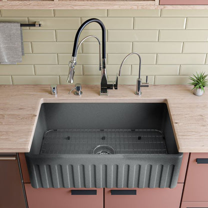 Alfi brand ABCO-20SB Concrete Reversible Single Fireclay Farmhouse Kitchen Sink