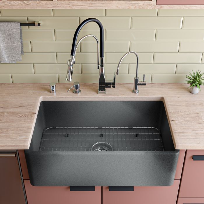 Alfi brand ABCO-20SB Concrete Reversible Single Fireclay Farmhouse Kitchen Sink