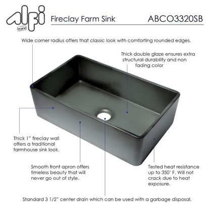 Alfi brand ABCO-20SB Concrete Reversible Single Fireclay Farmhouse Kitchen Sink