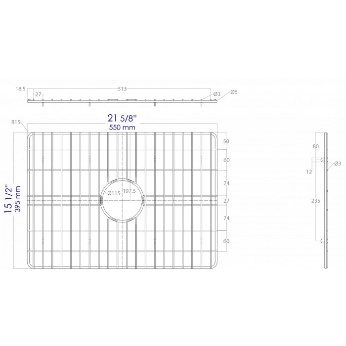 Alfi brand ABGR24 Solid Stainless Steel Kitchen Sink Grid for ABF2418 Sink