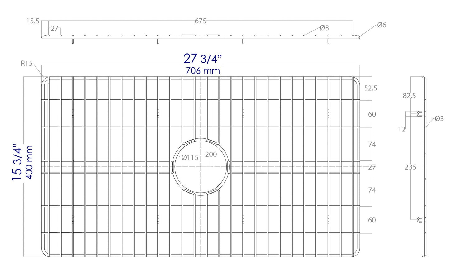 Alfi brand ABGR30 Solid Stainless Steel Kitchen Sink Grid for ABF3018 Sink