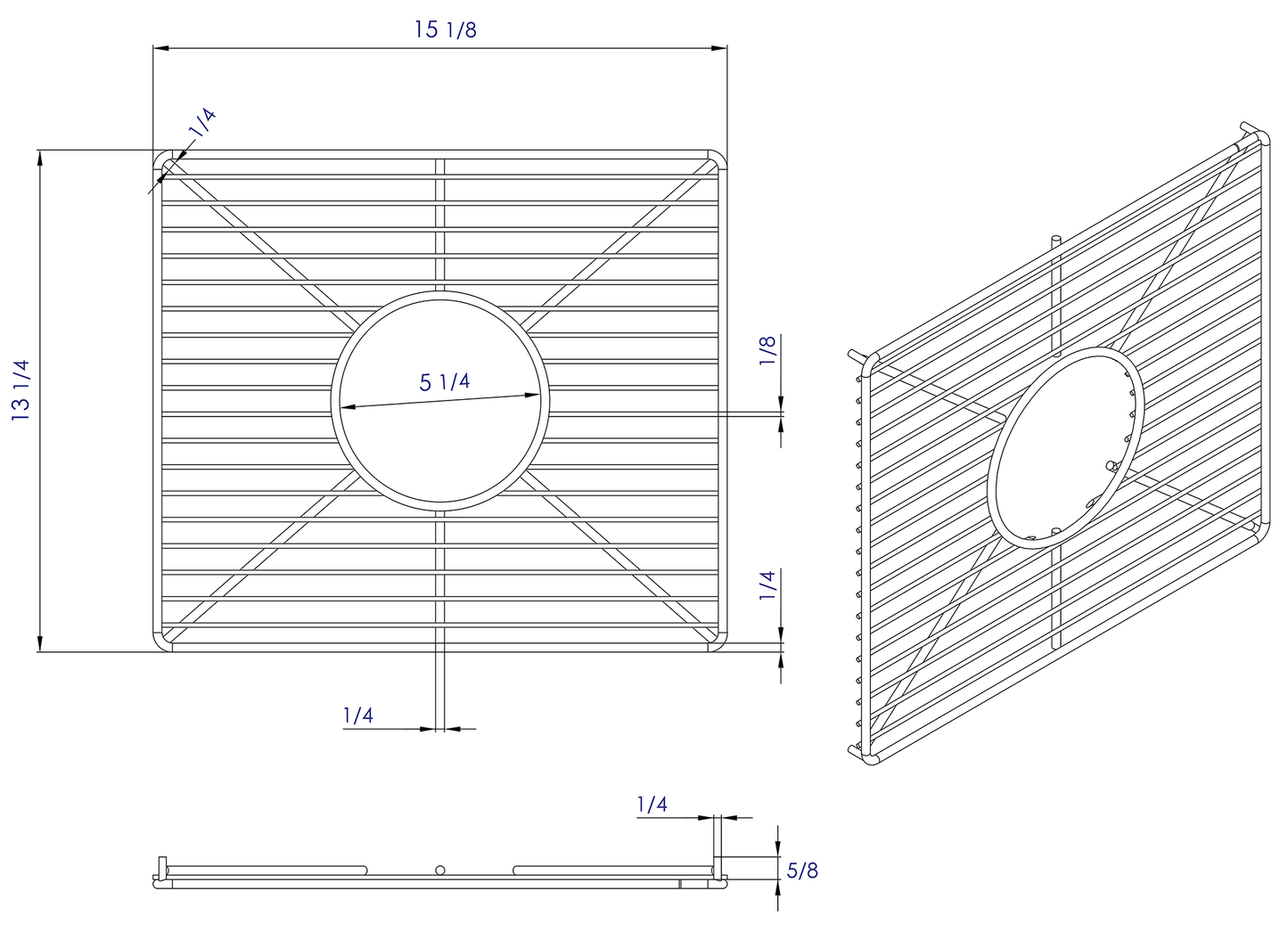 Alfi brand ABGR3618L Stainless Steel Kitchen Sink Grid For Large Side of AB3618DB, AB3618ARCH