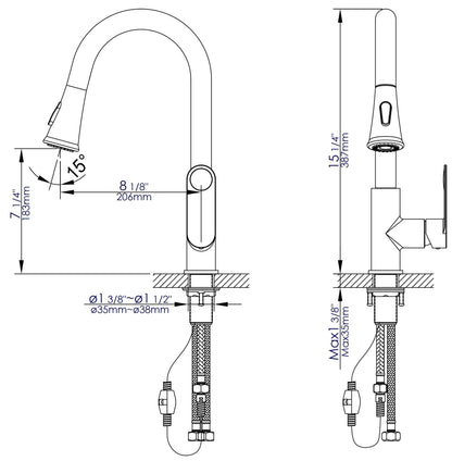 ALFI brand ABKF3480 Gooseneck Pull Down Kitchen Faucet