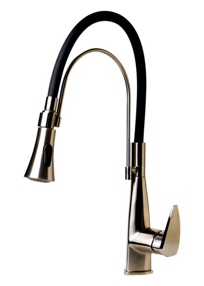 Alfi Brand Brushed Nickel Kitchen Faucet with Black Rubber Stem