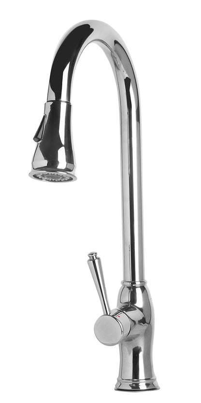 Alfi brand Traditional Solid Brushed Stainless Steel Pull Down Kitchen Faucet AB2043