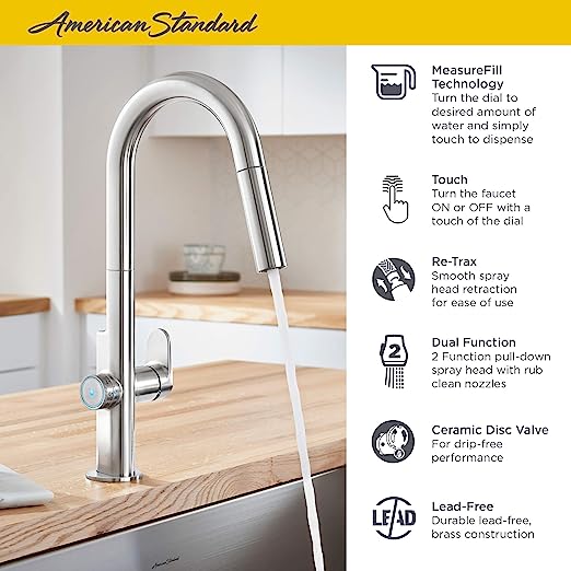American Standard Beale MeasureFill™ 2-Handle Pull-Down Dual Spray Kitchen Faucet 1.5 gpm/5.7 L/min With MeasureFill™ Dial - 4931360