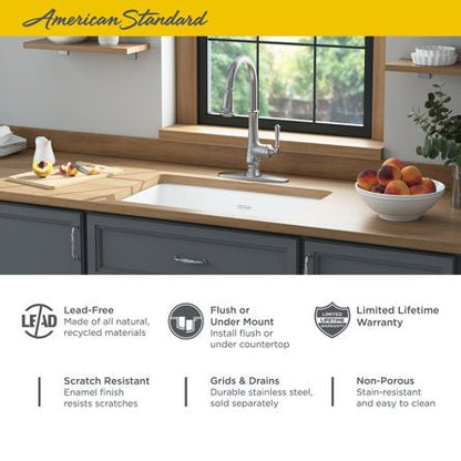 American Standard Delancey® 30 x 19-Inch Cast Iron Undermount Single-Bowl Kitchen Sink - 77SB30190