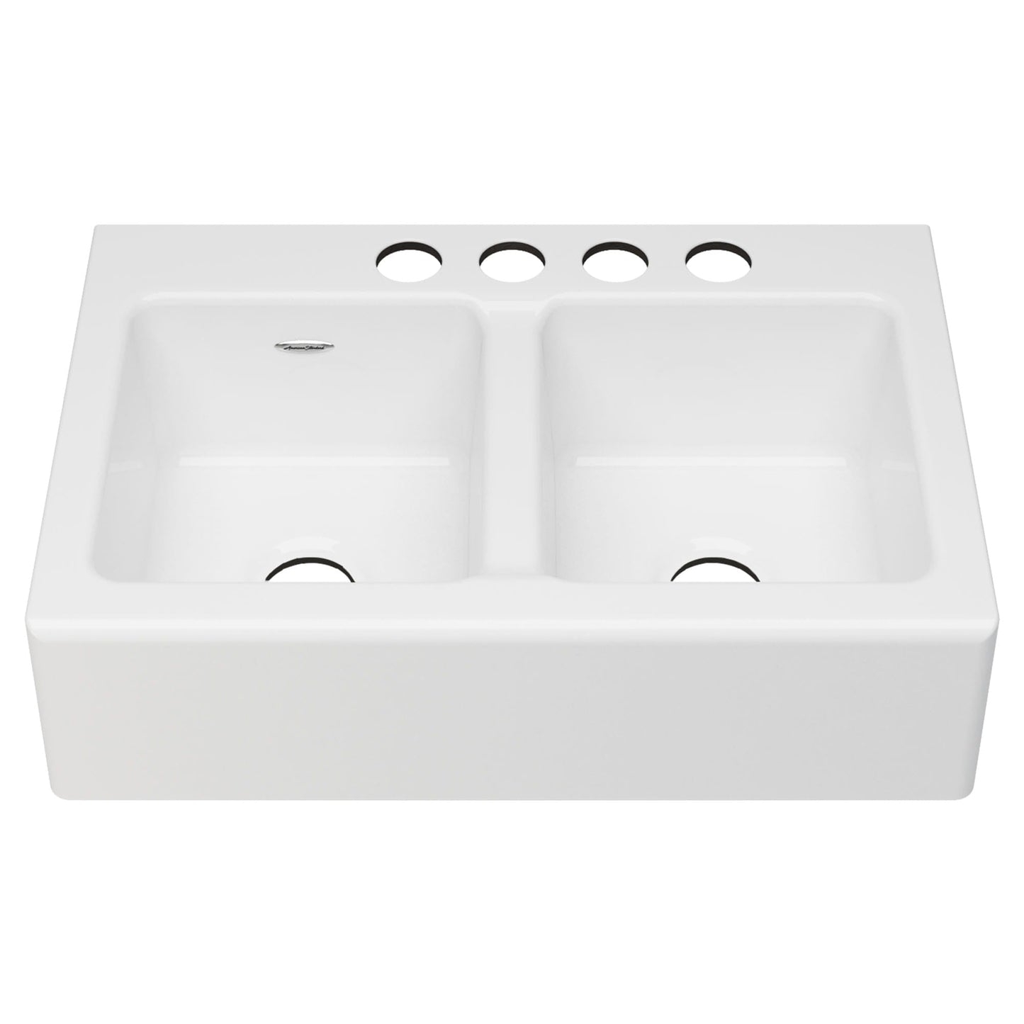 American Standard Delancey® 33 x 22-Inch Cast Iron 4-Hole Undermount Double-Bowl Apron Front Kitchen Sink - 77DB33220A
