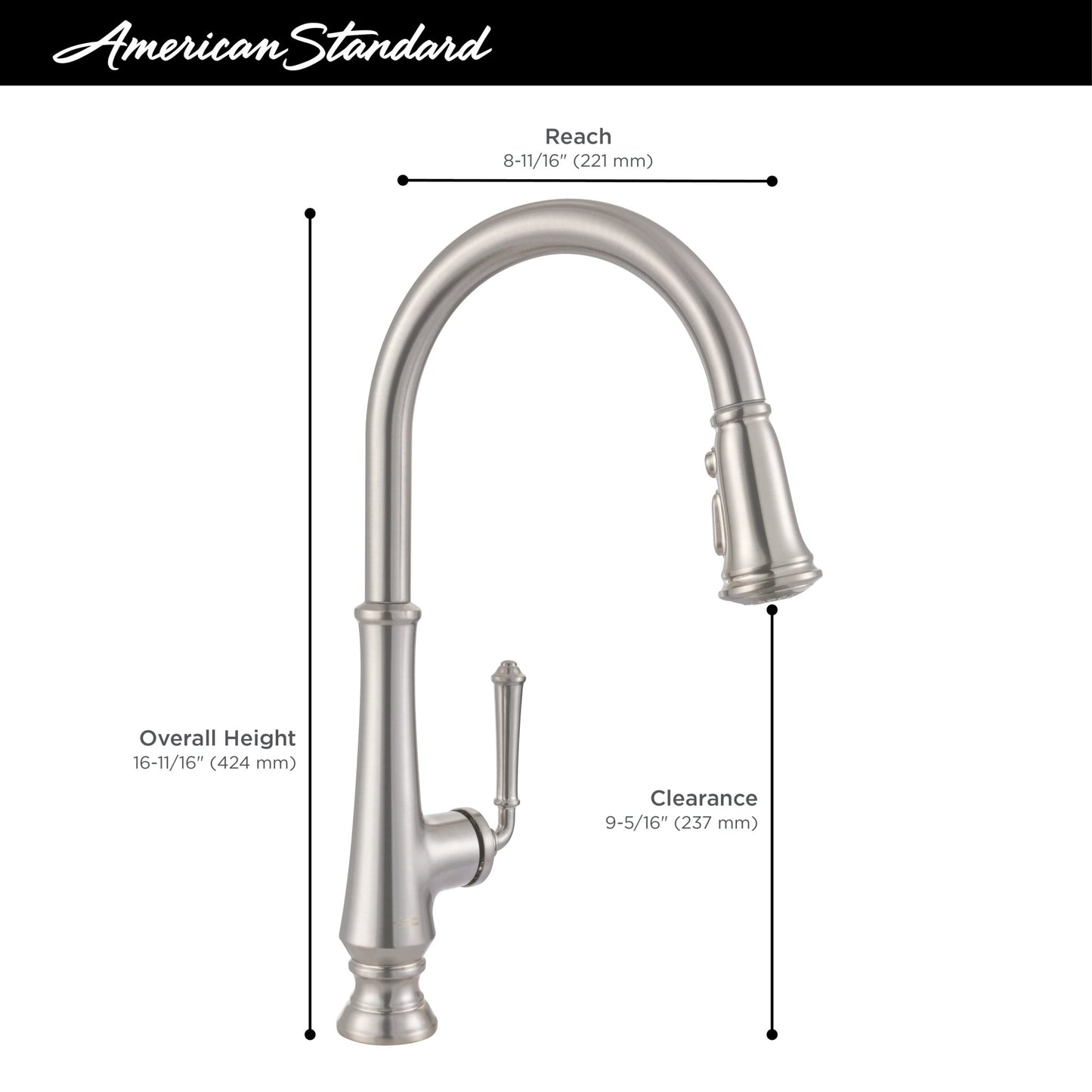 American Standard Delancey® Single-Handle Pull-Down Dual Spray Function Kitchen Faucet 1.5 gpm/5.7 L/min - 4279300