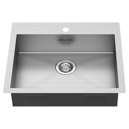 American Standard Edgewater® 25 x 22-Inch Stainless Steel 1-Hole Dual Mount Single-Bowl ADA Kitchen Sink - 18SB6252211