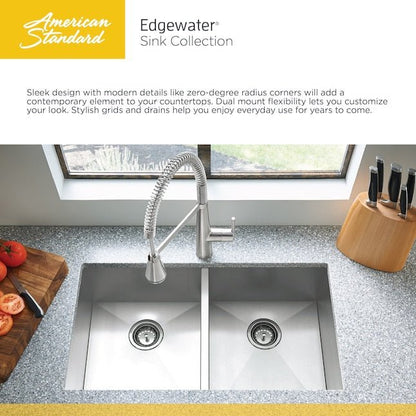 American Standard Edgewater® 25 x 22-Inch Stainless Steel 1-Hole Dual-mount Single-Bowl Kitchen Sink - 18SB.9252211