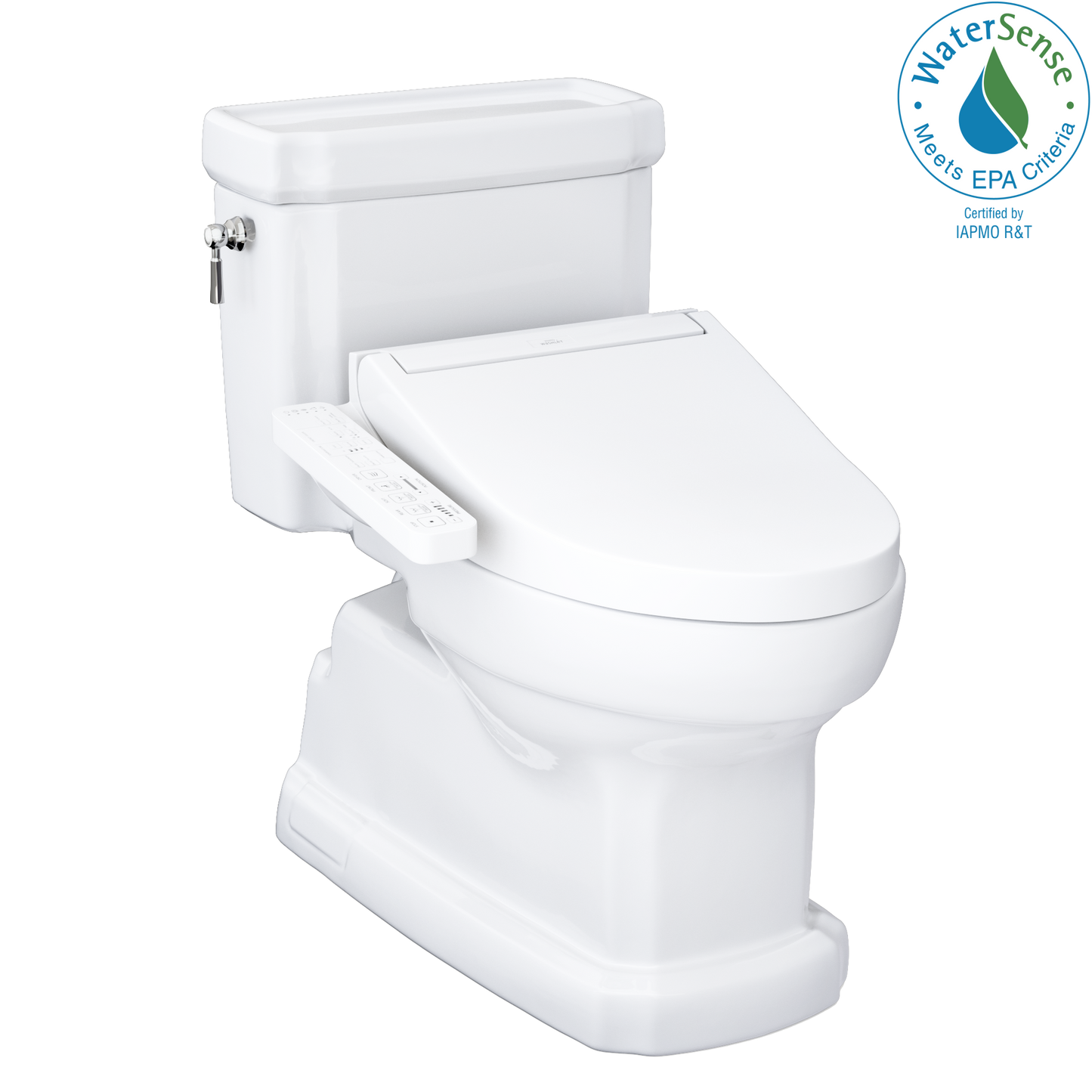 TOTO® WASHLET®+ Eco Guinevere® Elongated 1.28 GPF Universal Height Toilet with C2 Bidet Seat, Cotton White - MW9743074CEFG#01