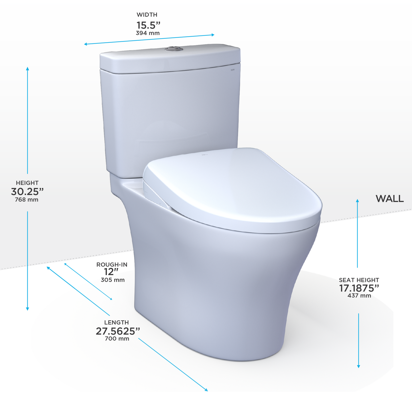 TOTO® WASHLET®+ Aquia® IV Two-Piece Elongated Dual Flush 1.28 and 0.9 GPF Toilet with S7 Contemporary Bidet Seat, Cotton White - MW4464726CEMFGN#01