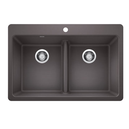 Liven Silgranit 33" 50/50 Double Bowl Dual Mount Kitchen Sink with Low Divide - Anthracite - 443203