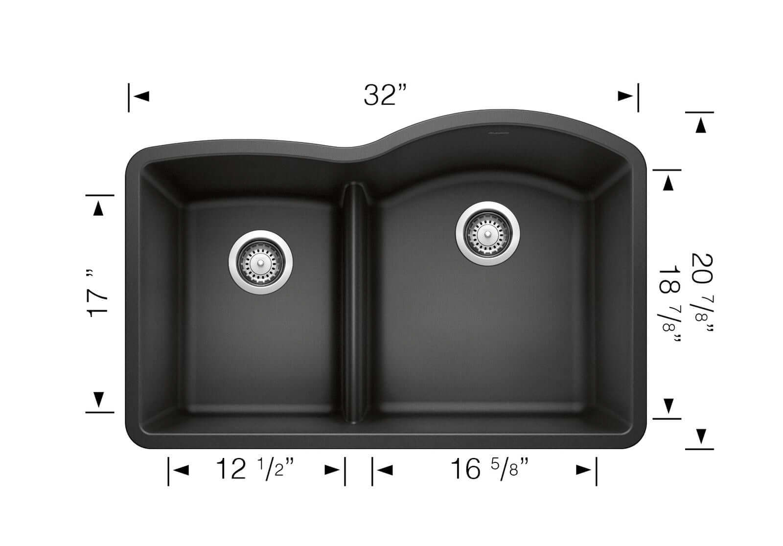 Blanco 32" Diamond 1-3/4 Low Divide Reverse Mount Silgranit Kitchen Sink