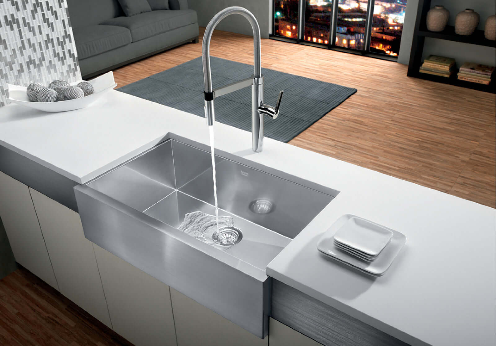 Blanco 32" Precision 16" R0 Apron Super Single Kitchen Sink in Modern Kitchen