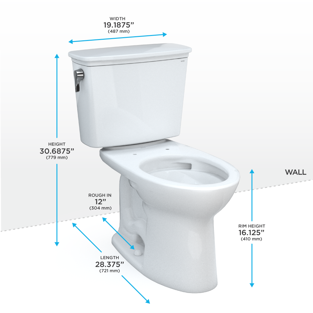 TOTO® Drake® Transitional Two-Piece Elongated 1.28 GPF Universal Height TORNADO FLUSH® Toilet with CEFIONTECT® - CST786CEFG