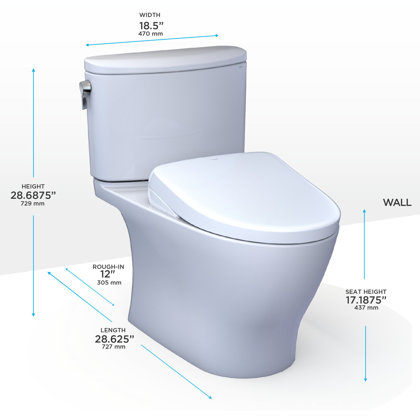 TOTO® WASHLET®+ Nexus® Two-Piece Elongated 1.28 GPF Toilet with S7A Contemporary Bidet Seat, Cotton White - MW4424736CEFG#01