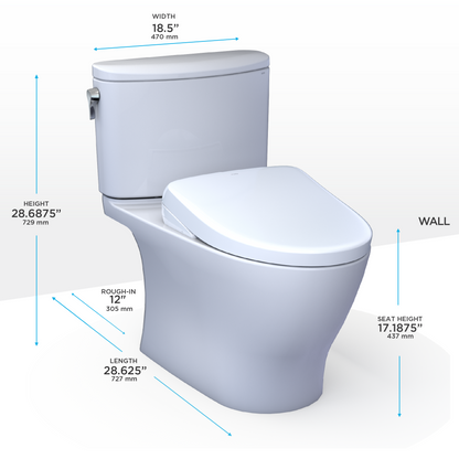 TOTO® WASHLET®+ Nexus® 1G® Two-Piece Elongated 1.0 GPF Toilet with Auto Flush S7 Contemporary Bidet Seat, Cotton White - MW4424726CUFGA#01