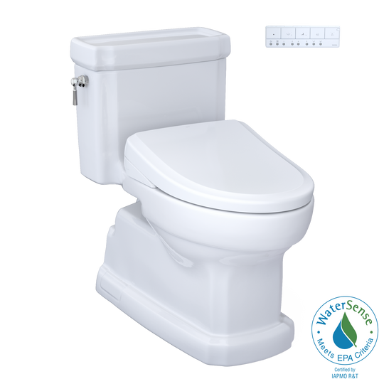TOTO® WASHLET®+ Eco Guinevere® Elongated 1.28 GPF Universal Height Toilet with S7 Classic Bidet Seat, Cotton White - MW9744724CEFG#01